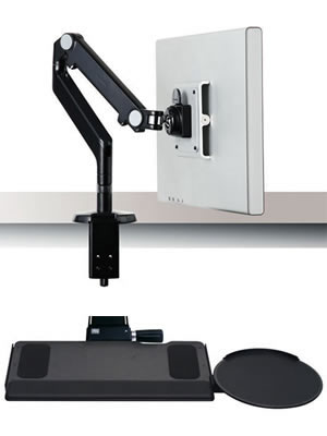Humanscale Monitor Arm, Keyboard and Mouse